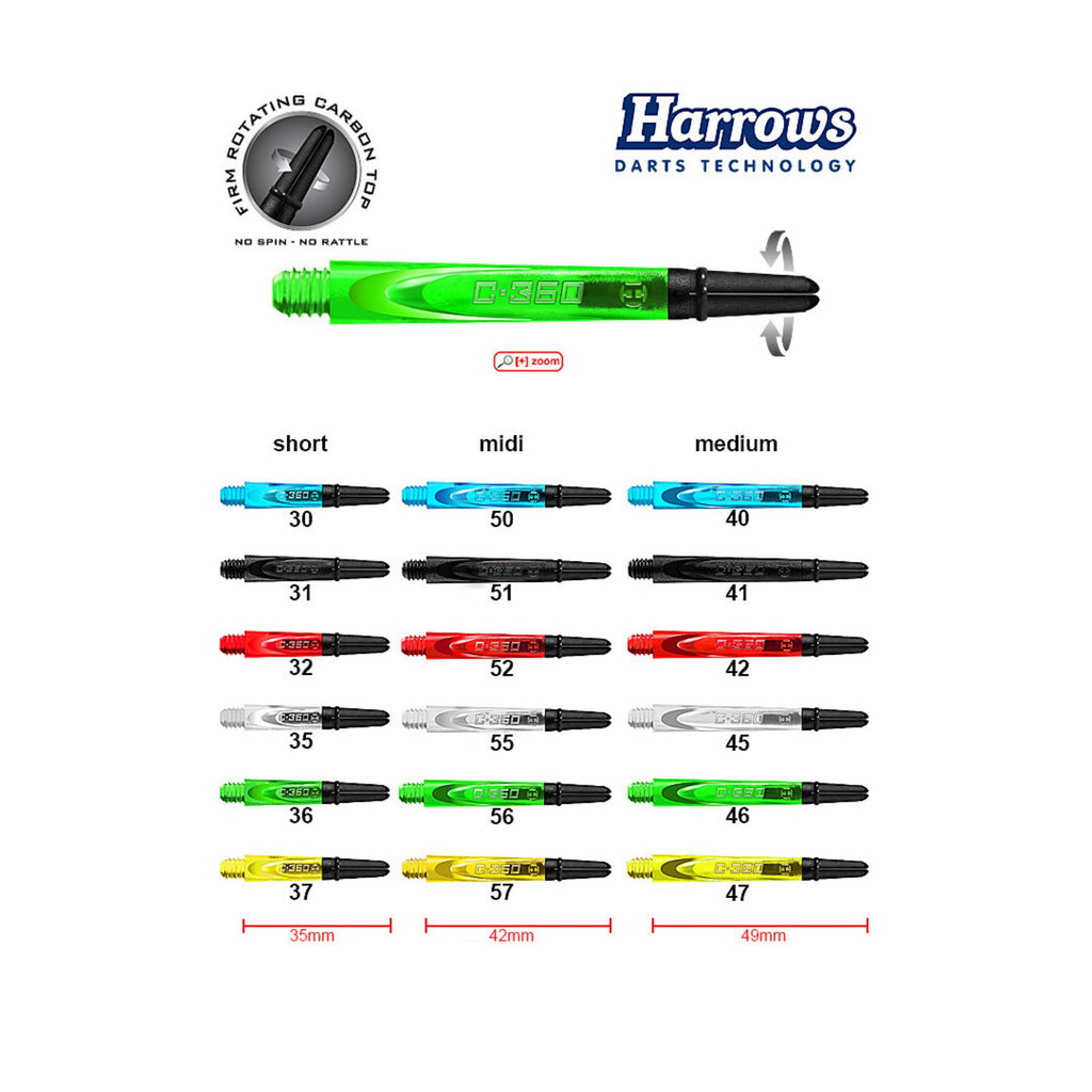Harrows Carbon 360 Shafts – Dart Shafts (3er Set)