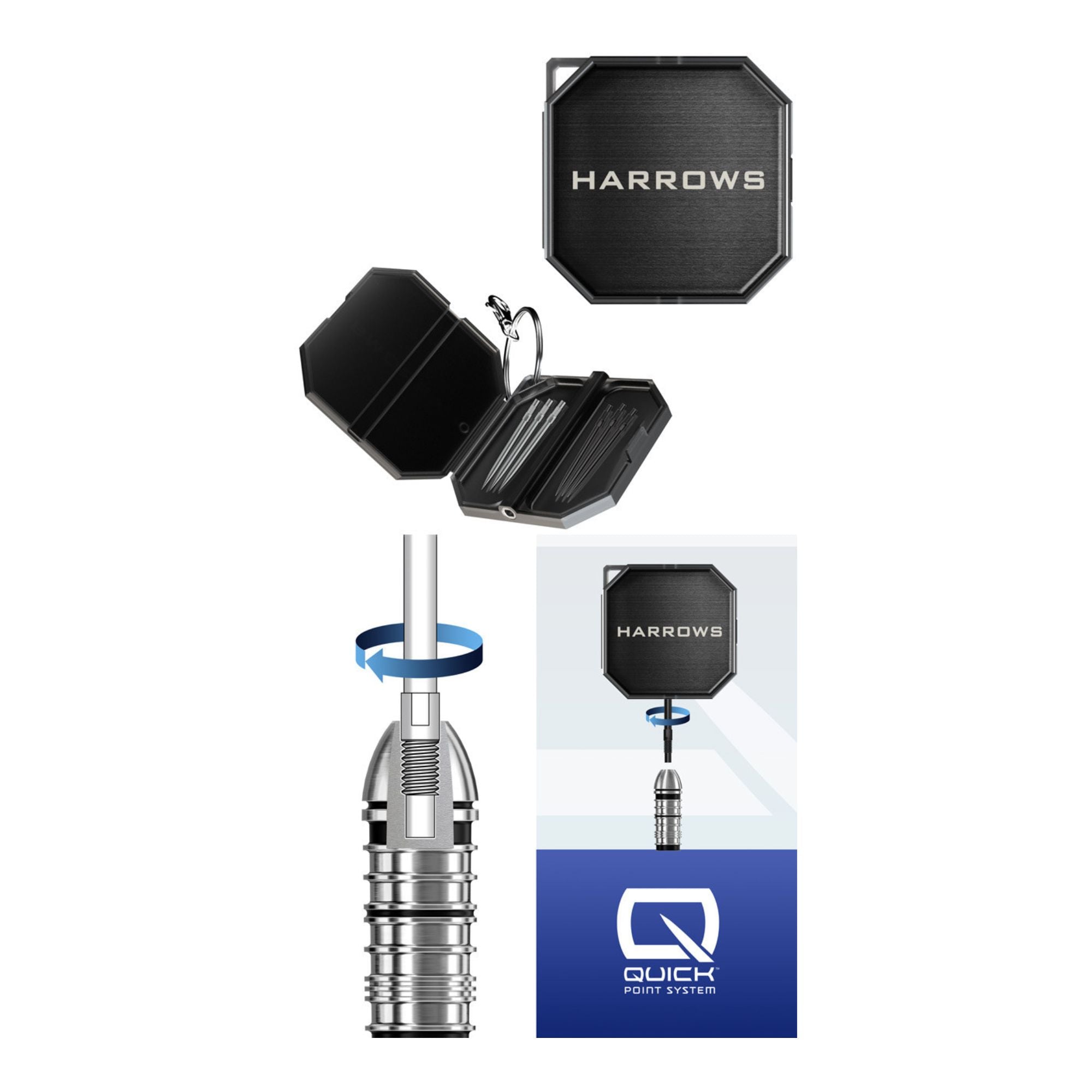 Harrows Quick Point Pro-Changer Black Smokey – Wechselspitzen für Steeldarts