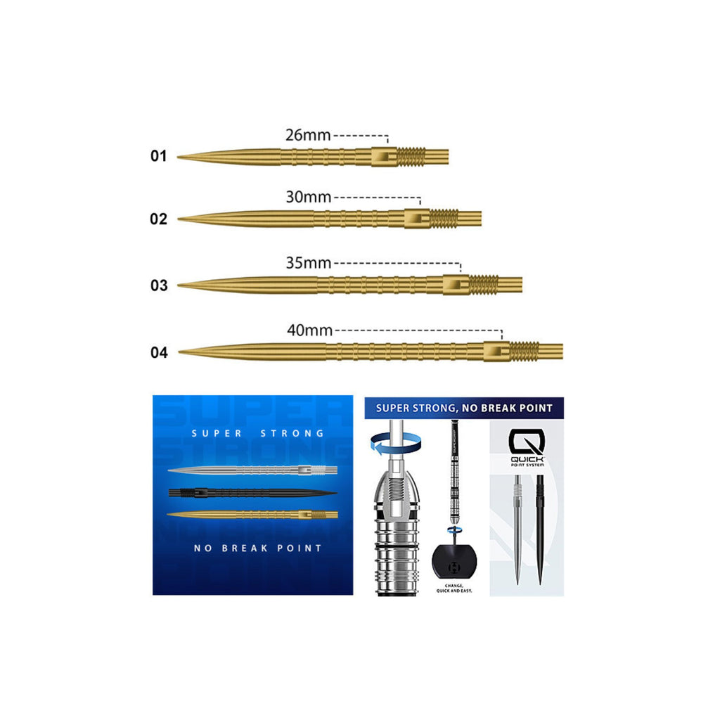 Harrows HM Grip Gold Quick Point – Wechselspitzen für Steeldarts (3er Set)