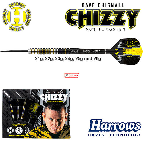 Harrows Dave Chisnall Chizzy Series 4 90 % Tungsten Steeldarts – Quick Point