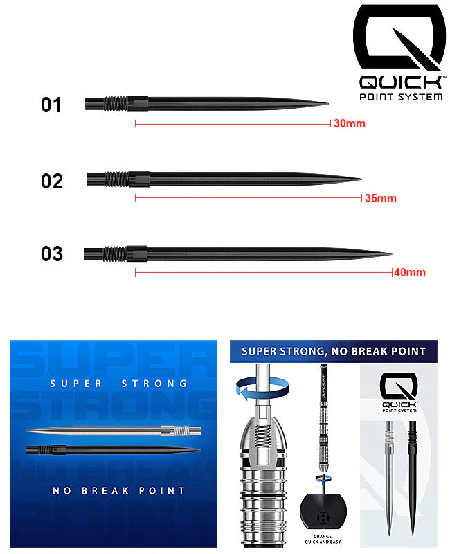Harrows Quick Points Black – Wechselspitzen für Quick-Point Steeldarts